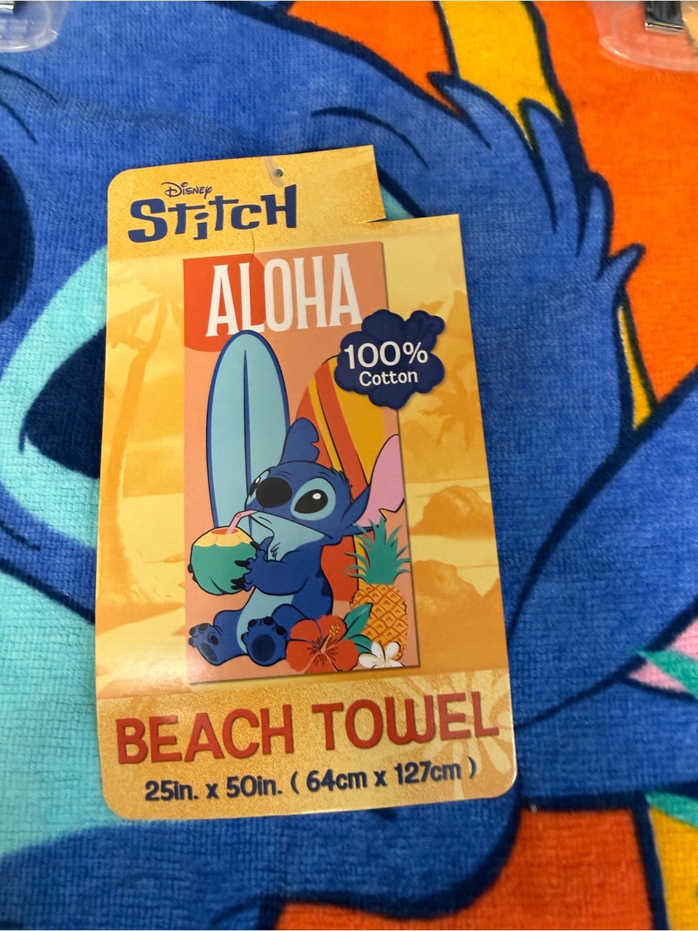 Disney Stitch Aloha Blue Beach Towel - Cotton
